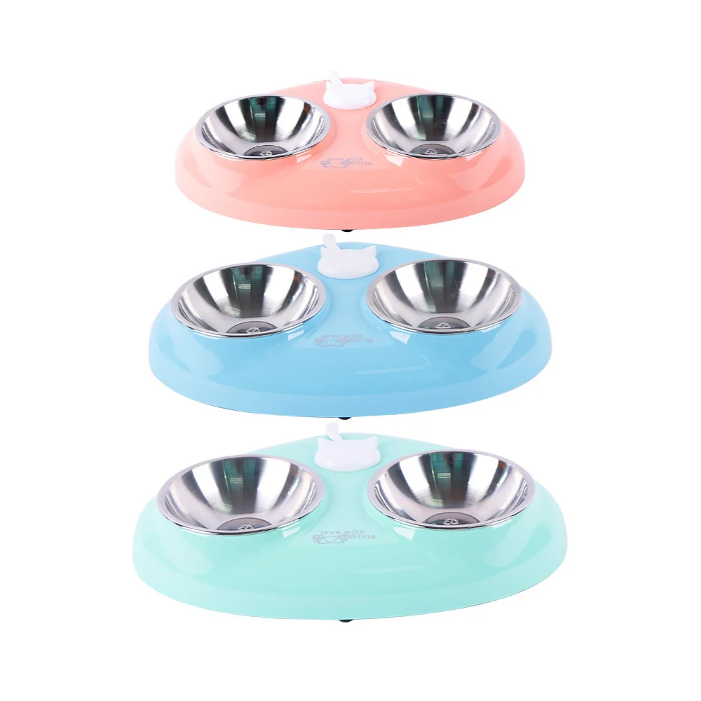 

Pets Supplies Feeding Dishes Double Pet Bowls Dog Food Water Feeder Stainless Steel For Dog Puppy Cats