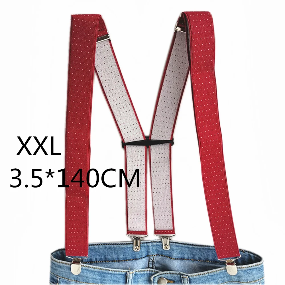 Jujube red-140CM Аксессуары для одежды, подтяжки для взрослых, Ширина 3,5, 4 зажима, регулируемые эластичные подтяжки с принтом в горошек, X Back для мужчин и женщин, брюки BD066 - Цвет: Jujube red-140CM