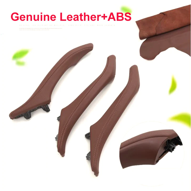 3Pc/Set Car Interior Inner Door Handle Genuine Leather Panel Pull For BMW 5 Series F10 F11 F18 520i 525i 528i 530i 10-17 LHD RHD |