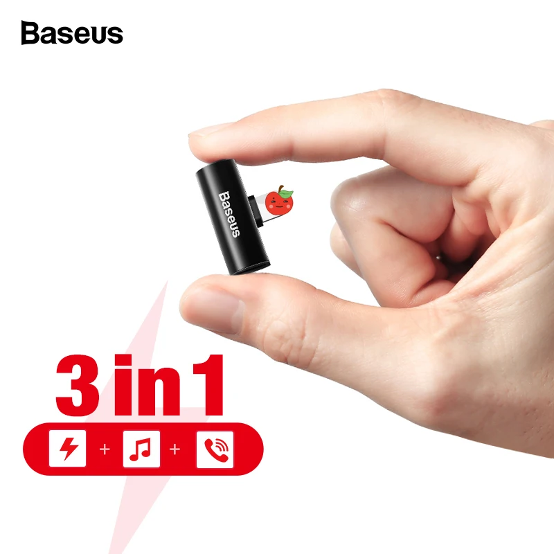 Baseus 3 в 1 аудио адаптер для iPhone Xs Max Xr X разъем наушников OTG кабель 8 7 Plus