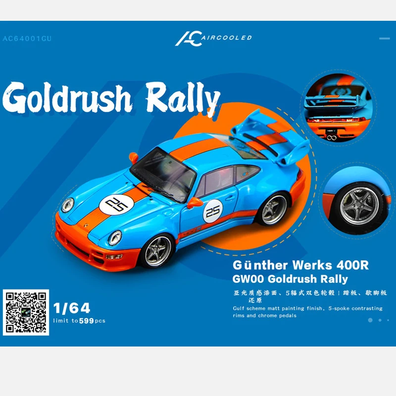 

AirCooled 1/64 Model Car RWB 993 400R Gunther Werks Resin Die-Cast Vehicle Collection Display Toys - Gulf Version