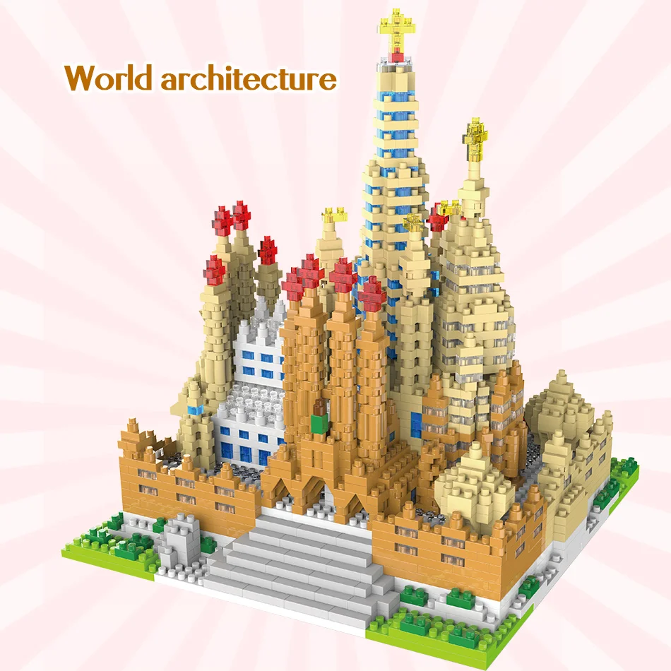 2741 шт. игрушки для детей мини-конструкторов в международно известная архитектура кирпичи Sagrada Семья алмаз церковь город модель строительные блоки для детей