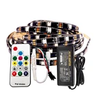 Индивидуально Адресуемая светодиодная ленсветильник WS2812B WS2812 RGB, 30 светодиодовм, 14 клавиш, Радиочастотный пульт дистанционного управления, 5 В, трансформатор, комплект питания