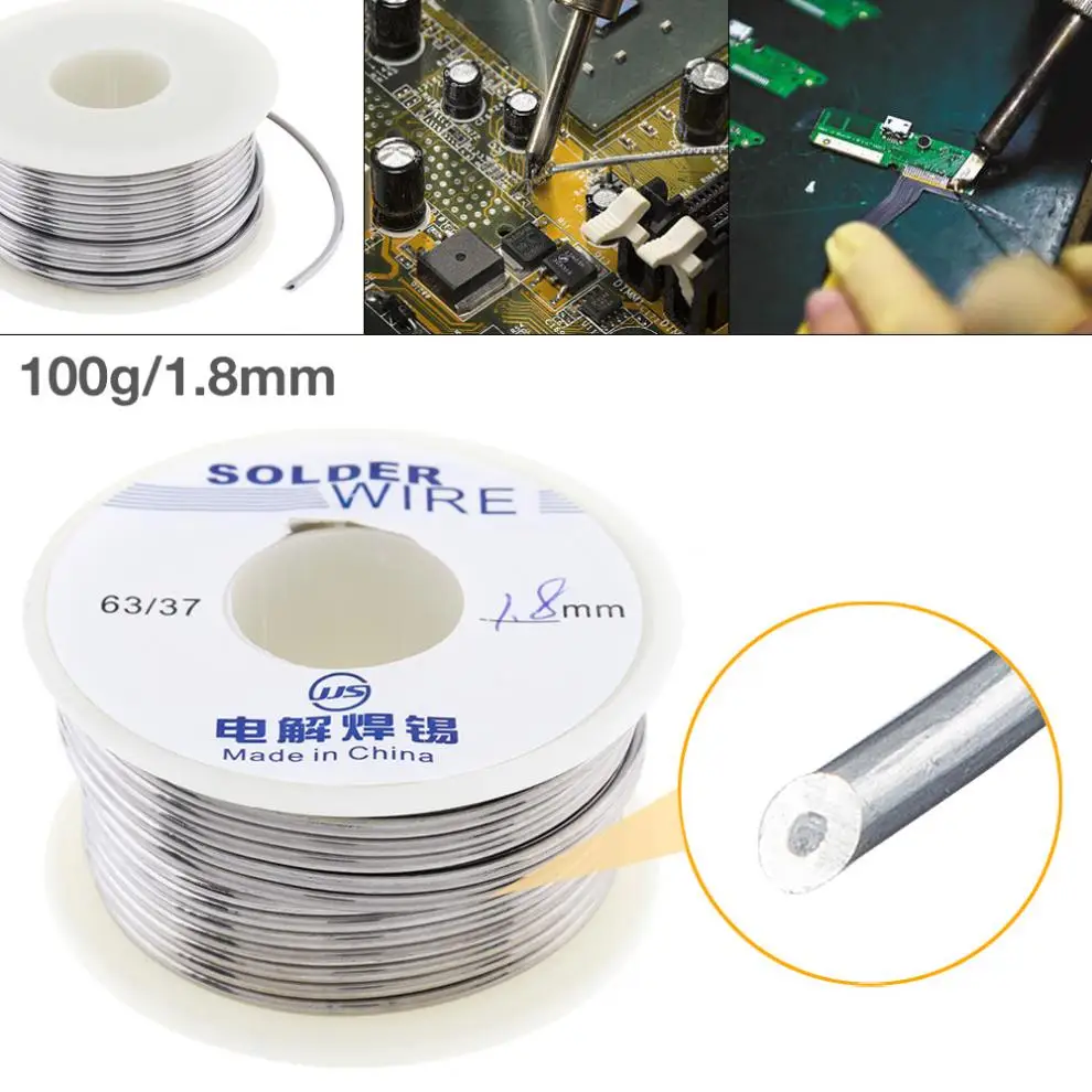 Оловянная проволочная катушка с неочищенным канифольным ядром 63/37 100 г 1 8 мм