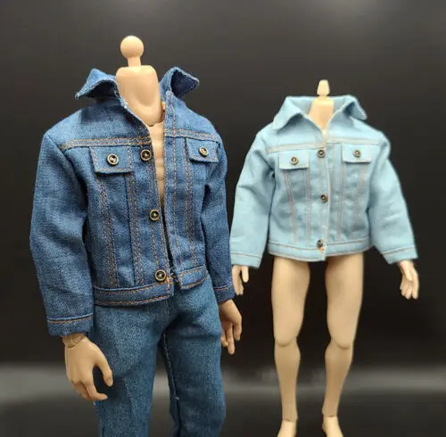 

1/6 Scale Male and Female Denim Jacket Coat Tops Shirt Fit 12" Action Figure Body Couple Clothing Accessories