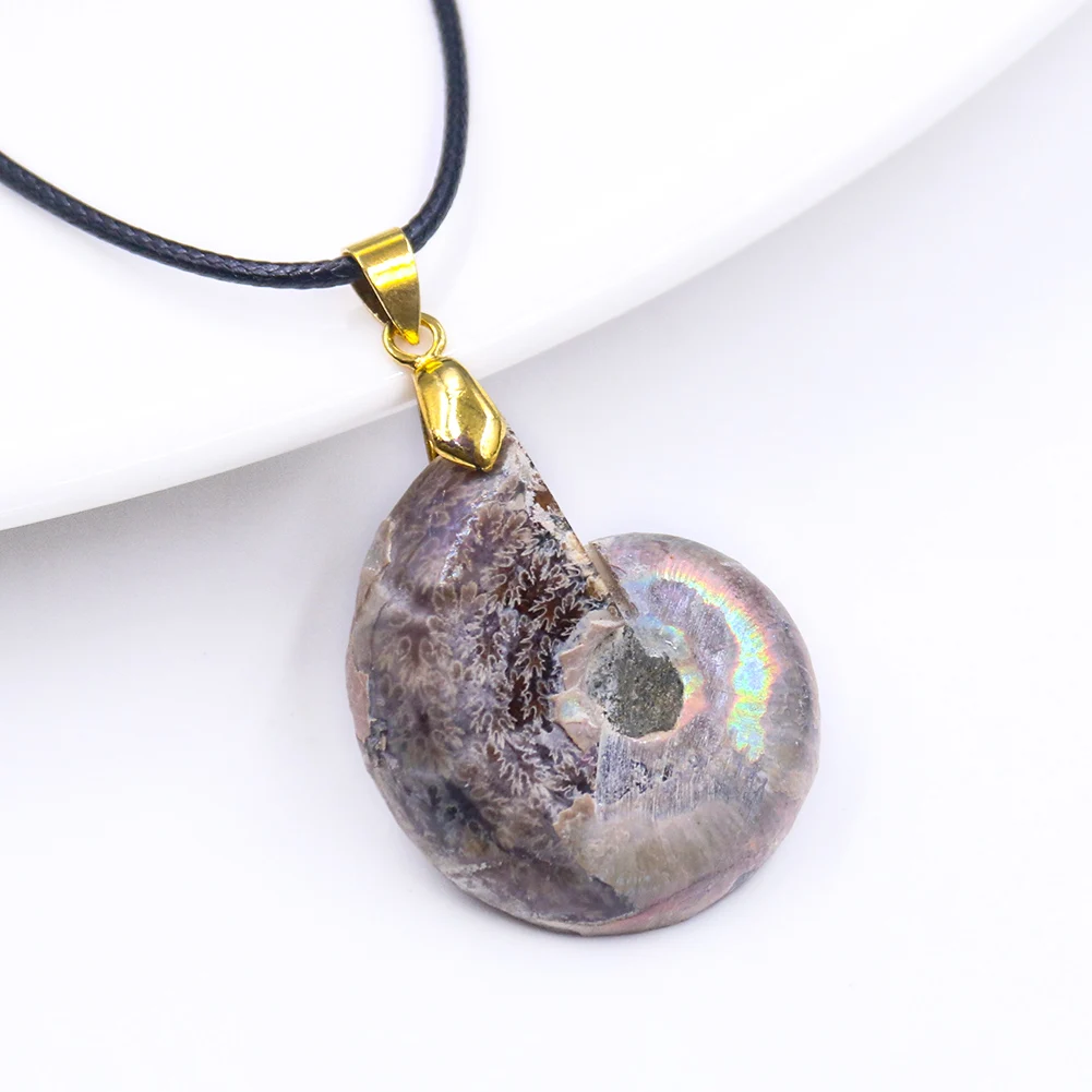 Модное ожерелье из натурального раковины необработанного камня с подвеской в