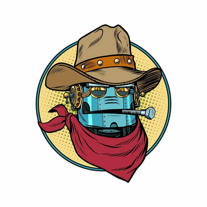 

Robot Cowboy West Car Sticker Accessories Car Styling Decal Vinyl Car Window Cover Scratches Waterproof PVC 13cmx11cm