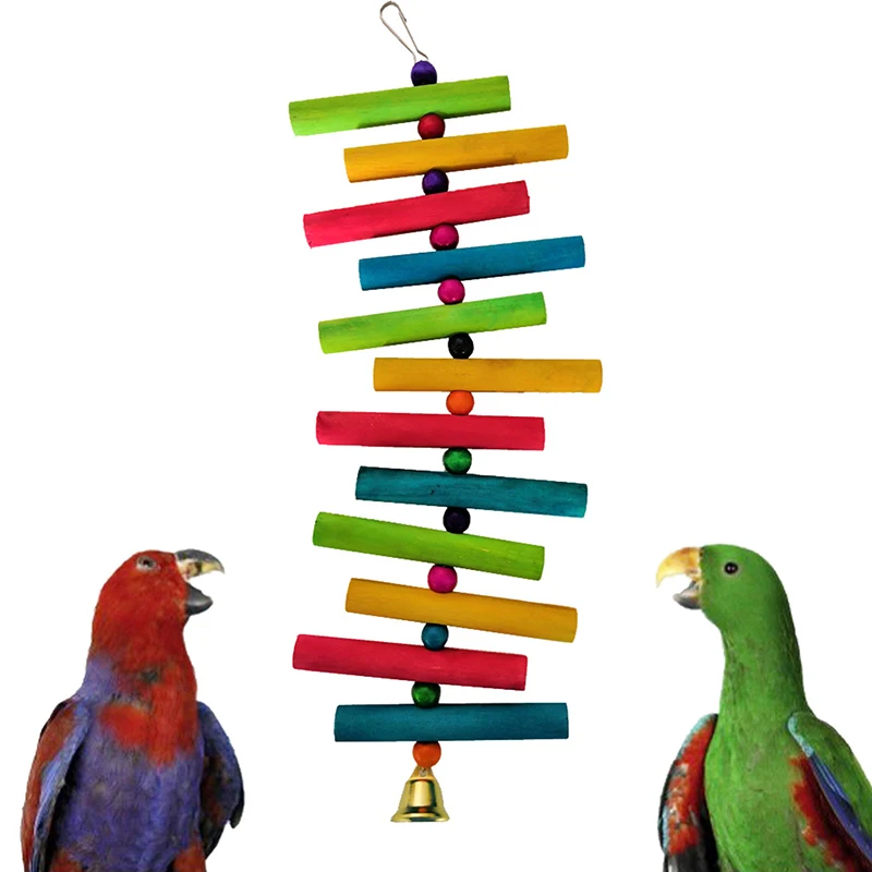 

Parrot Toys Macaw Hanging Acrylic with Bells Bites Chew On Cages Cockatoo Stand Rack Swing Bird Toy Pet Product