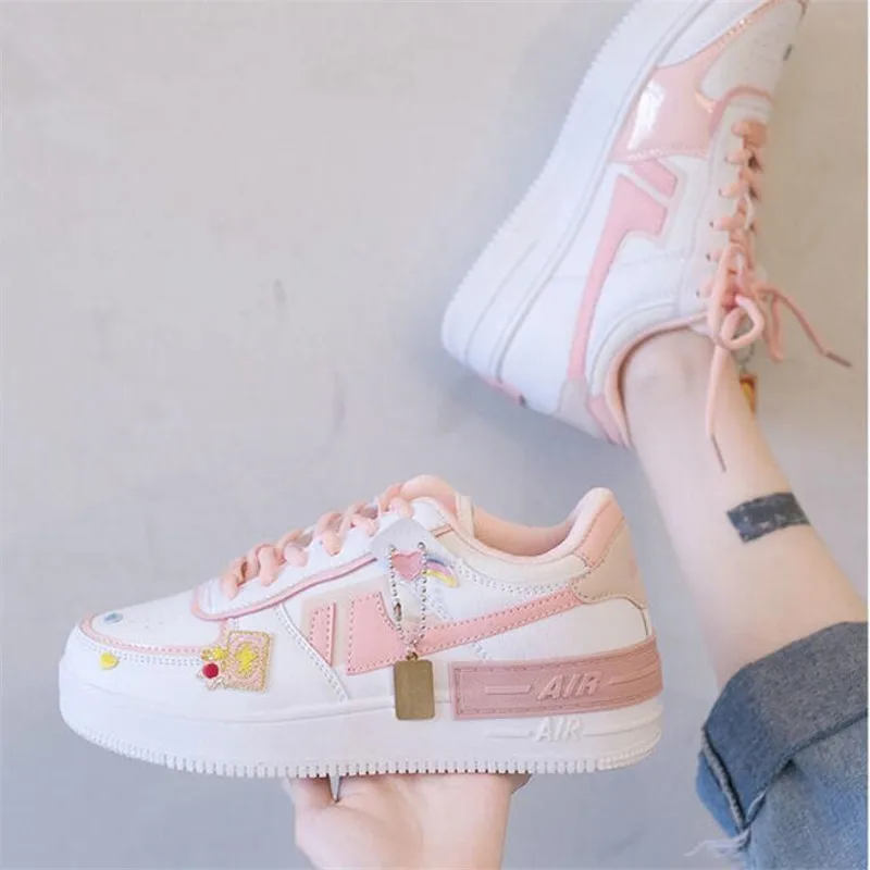

2021 Summer woman sneakers fashion breathable pu leather casual shoes white platform women shoes soft footwears zapatos mujer