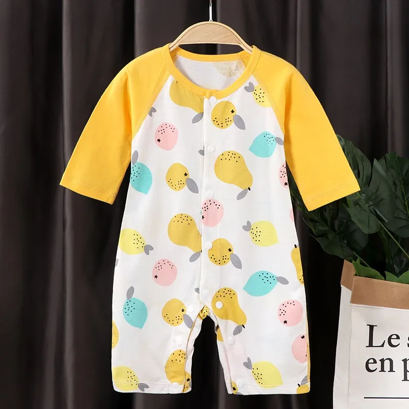 Летний детский комбинезон из чистого хлопка для новорожденных 0 24 месяца|Ромперы|