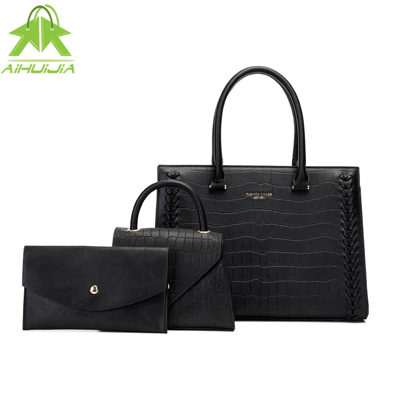 

Комплект из 3 предметов, женская сумка большой вместимости, сумка из искусственной кожи с каменным узором, женские сумки-мессенджеры на плеч...