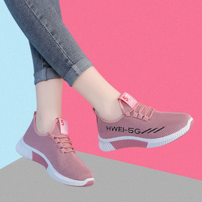 

Ladies Flat Single Shoes Casual Work Sneakers Breathable Dancing Net Shoes Anti-slip Shoes Light Sports Shoes