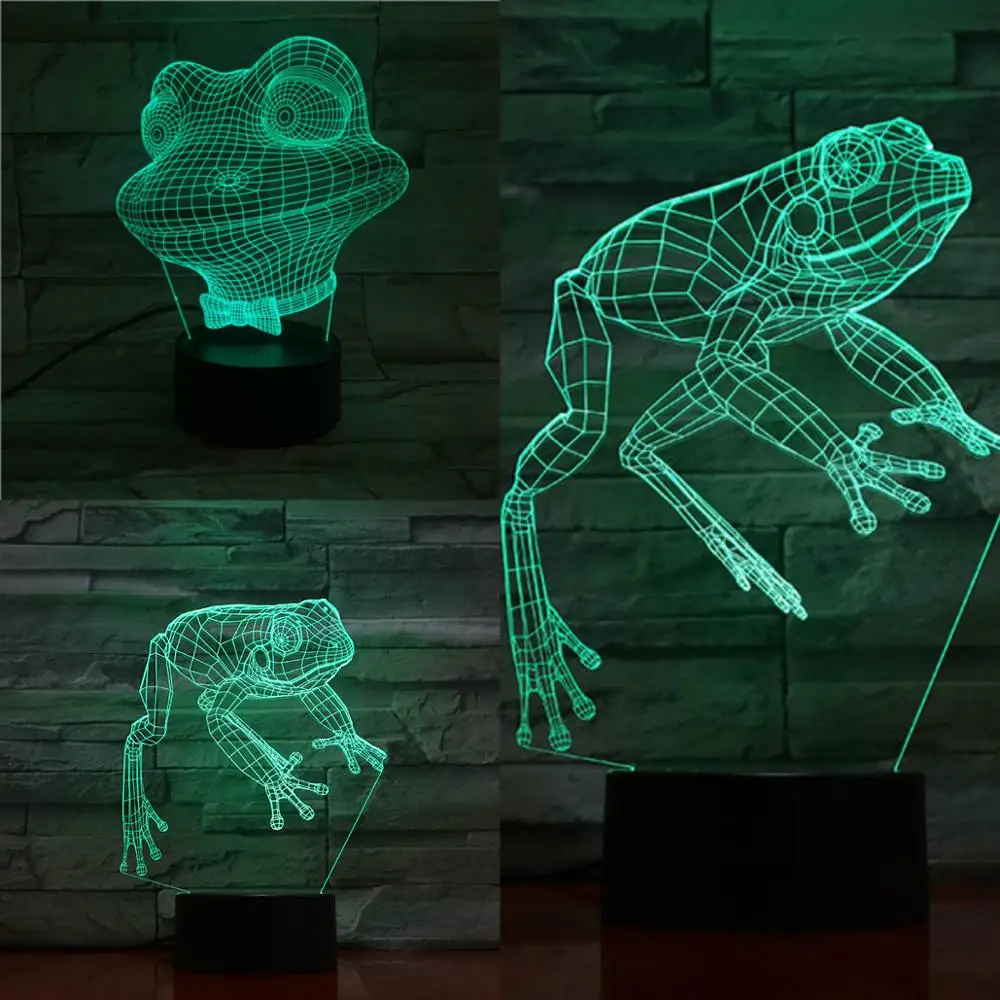 

Frog Illusion 3D Lamp Touch Remote Luminaria 7 Colors Changing Lamparas Novelty Kid Present Sleep Lighting Home Store Park Decor