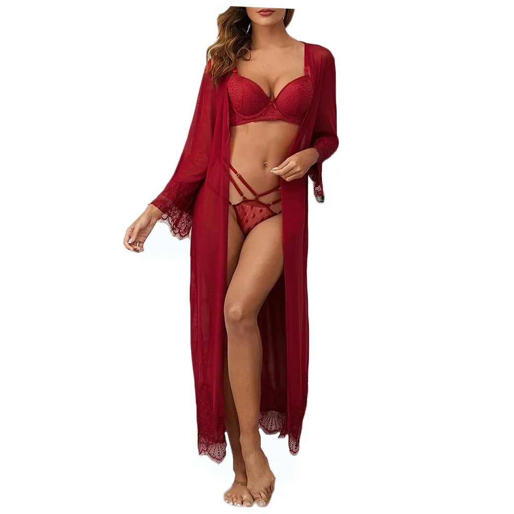 MIARHB женский кружевной халат с сеткой для сна пляжный пижамы летнее Дамское белье