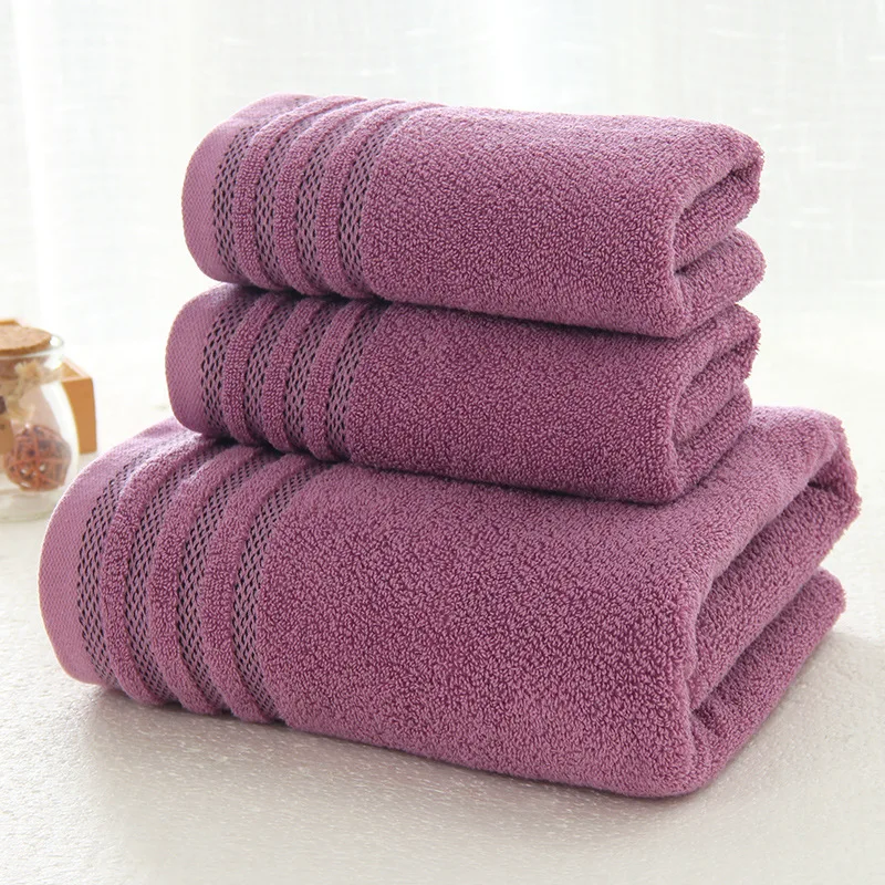 

New Style Striped Cotton Towel Bath Towel Solid Color Thickened Bathroom Towel Set Soft and Comfortable Unisex Towel