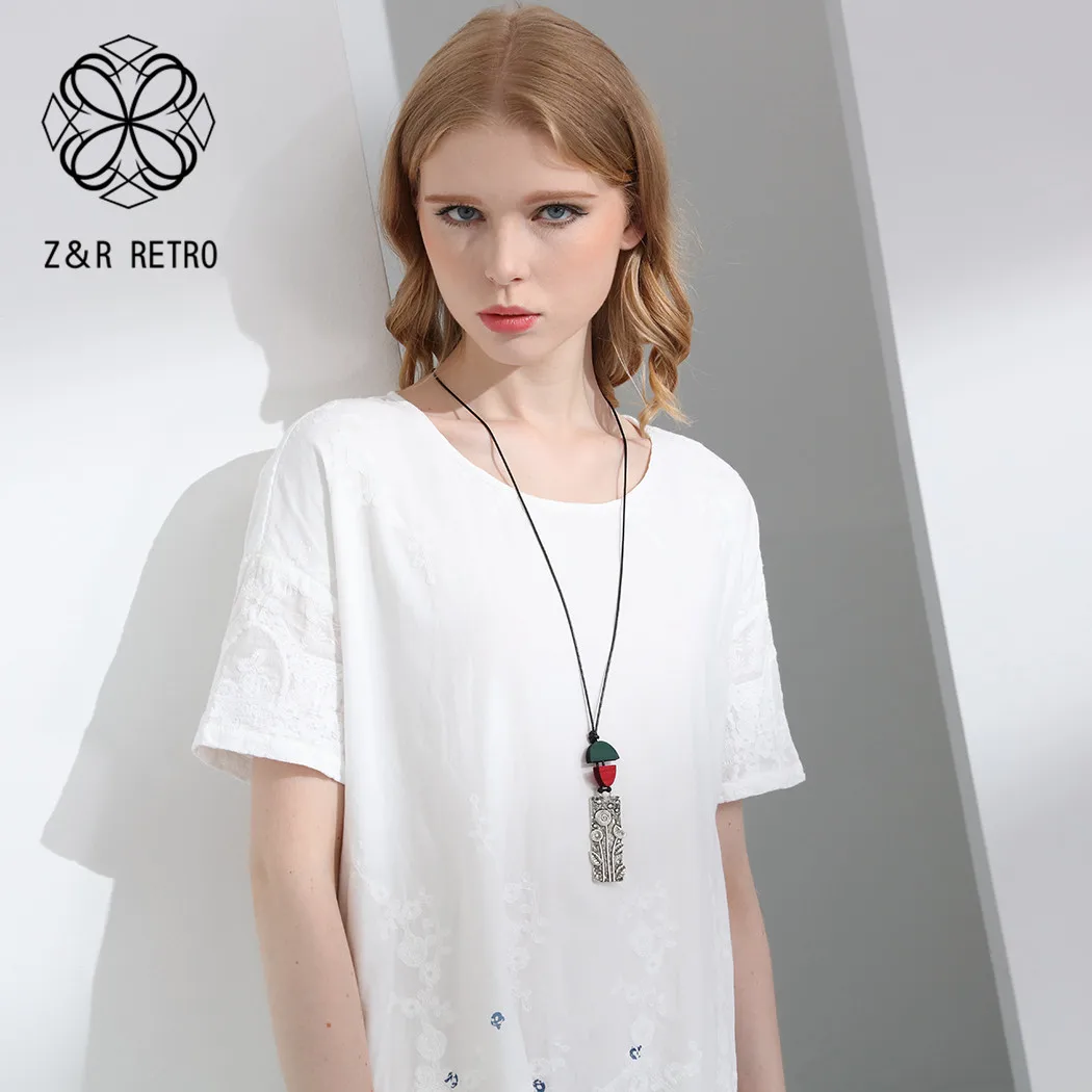 Z& R Ретро женские ожерелья и кулоны Модные сандаловое дерево очаровательные ювелирные изделия винтажная цепочка для свитера ювелирные изделия из цинкового сплава аксессуары