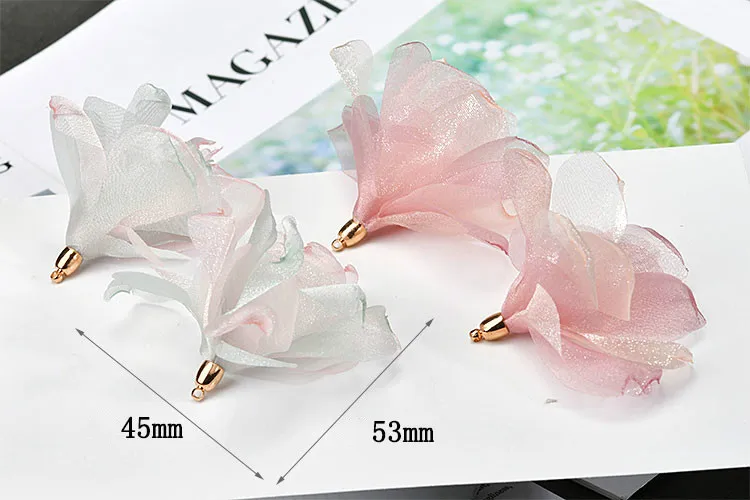 DIY серьги ручной работы свежий сладкий разноцветный шифон атласный цветок кулон