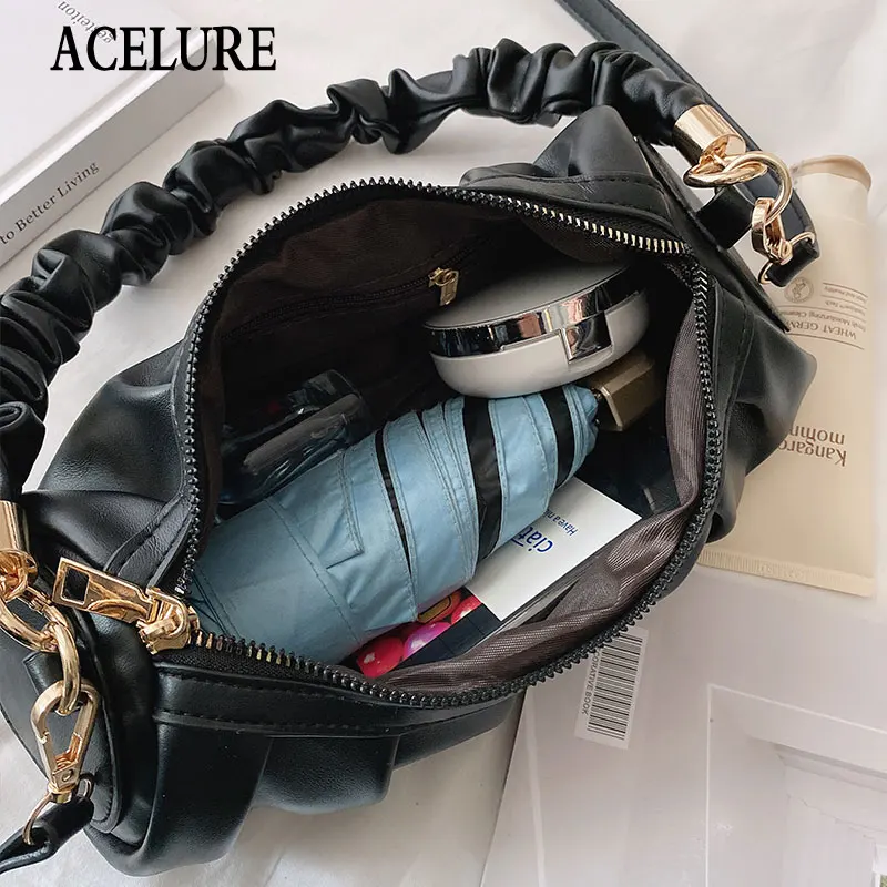 

ACELURE Fashion Solid Color Small Shoulder Bags for Women Soft PU Leather Zipper Handbags Female Crossbody Bag Ladies Purse