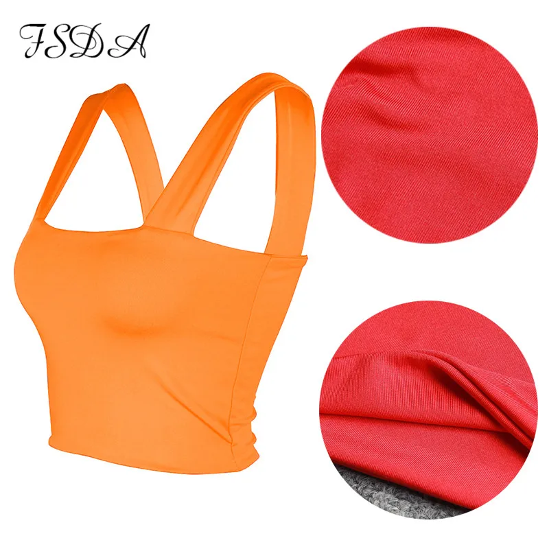 

FSDA Square Neck Sleeveless Summer Crop Top White Women Black Casual Basic T Shirt Off Shoulder Cami Sexy Backless Tank Top