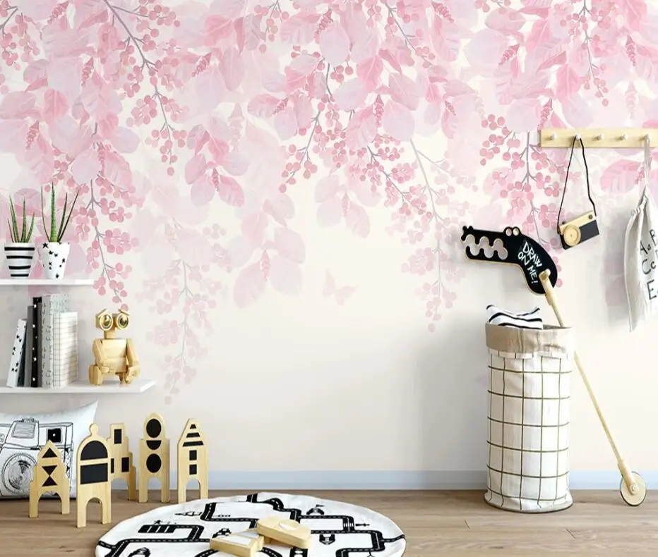 CJSIR пользовательские обои ручная роспись Вишневое дерево розовый цветок бабочка