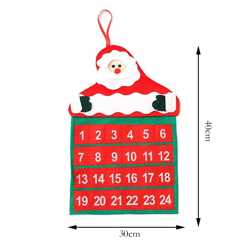 Рождественская войлочная ткань с обратным отсчетом и календарем украшения в