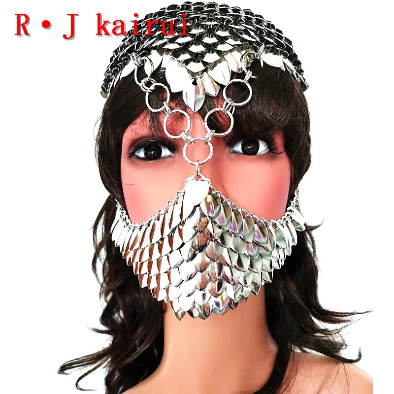 

Новинка RJkairui RJH021 серебряные рыбные весы с цепочками, ювелирные украшения, многослойные рыбные весы, головной костюм с цепочками, ювелирное ...