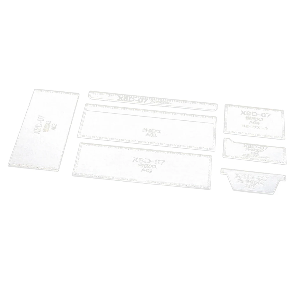 

7pcs DIY Short Purse Wallet Leathercraft Acrylic Templates Pattern Stencils
