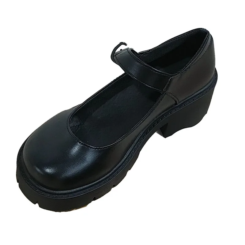 

Student Shoes College Girl Student LOLITA Shoes JK Uniform Shoes PU Leather Heart-shaped Ankle-strap Mary Jane Shoes