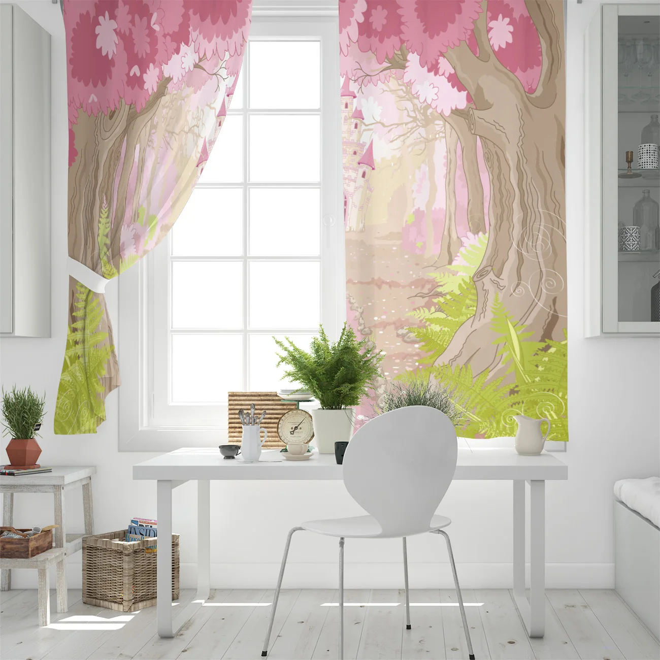 Шторы на окна в виде замка розового цвета современные украшения для гостиной