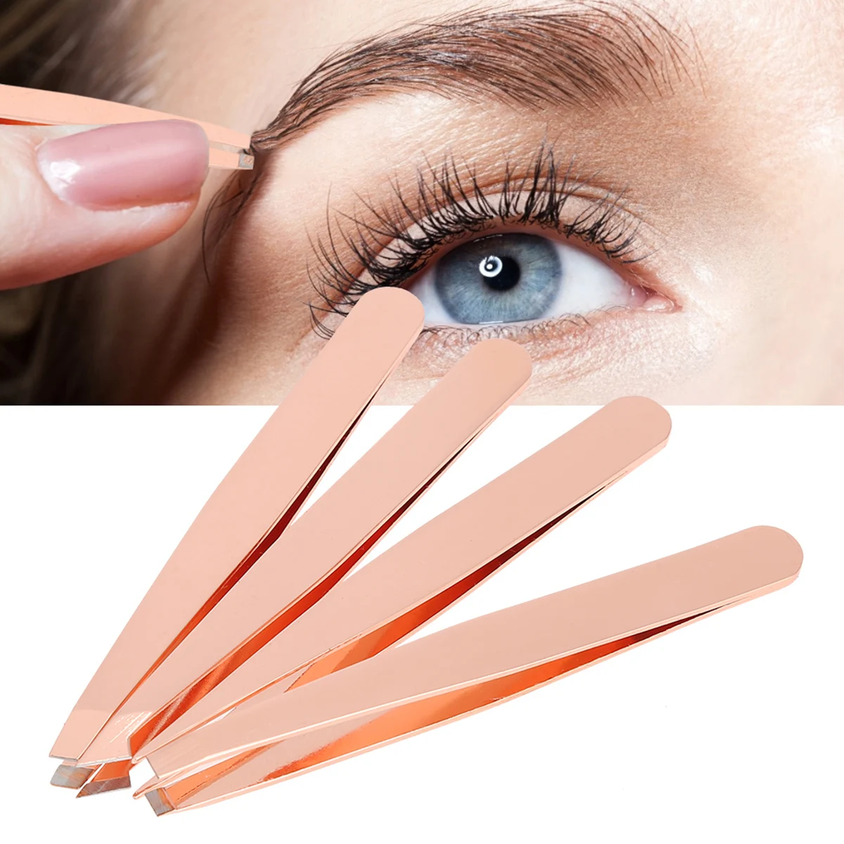 4 шт. пинцет для бровей профессиональная Роза золото нержавеющая сталь наклонные