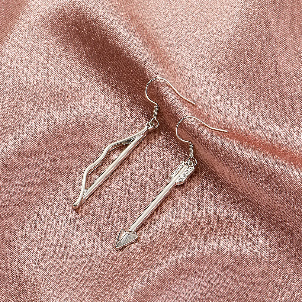 

2021 Fashion Simple Bohemian Gold And Silver Metal Personality Fashion Bow And Arrow Cupid Sword Ladies Earring Jewelry Gift