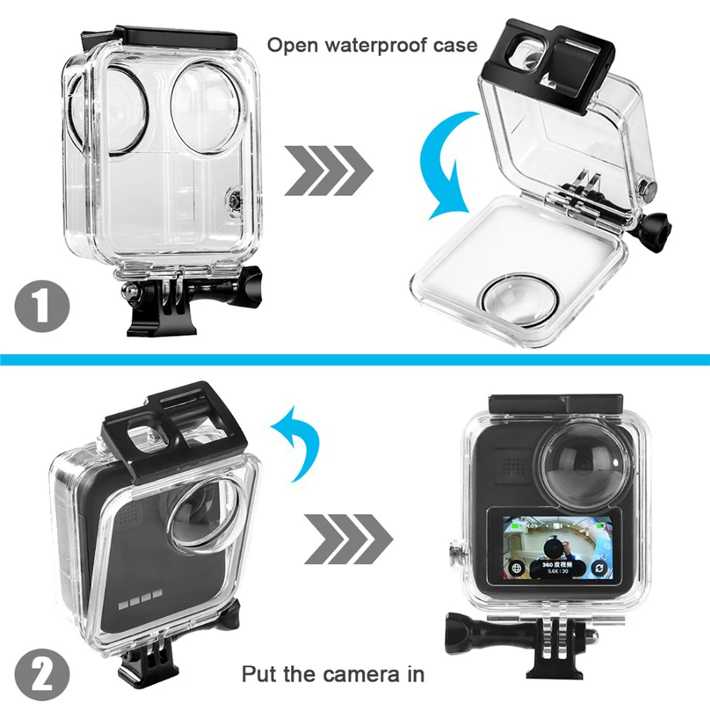 

Camera Waterproof Case Housing Shell Quick Release Diving Protective Case for GoPro Max 360 Panoramic Sports Camera Accessories