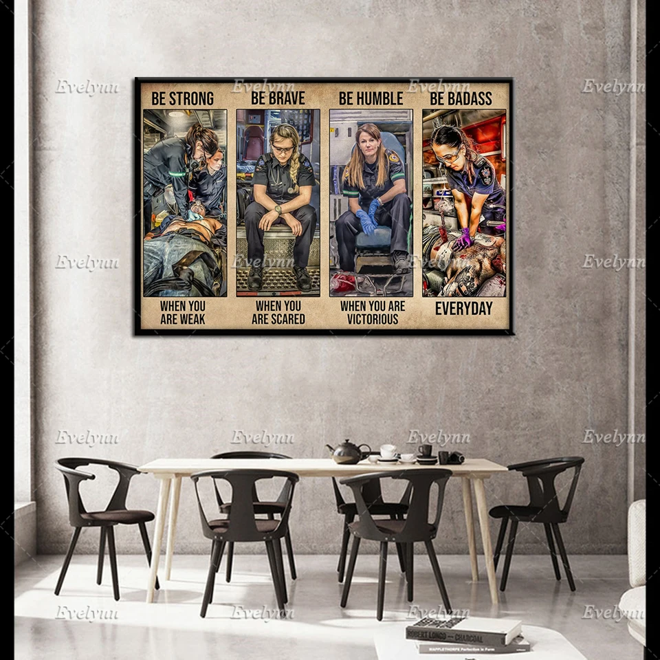 

Emergency Medical Services Retro Poster Be Strong When You Are Weak Wall Art Prints Home Decor Canvas Unique Gift