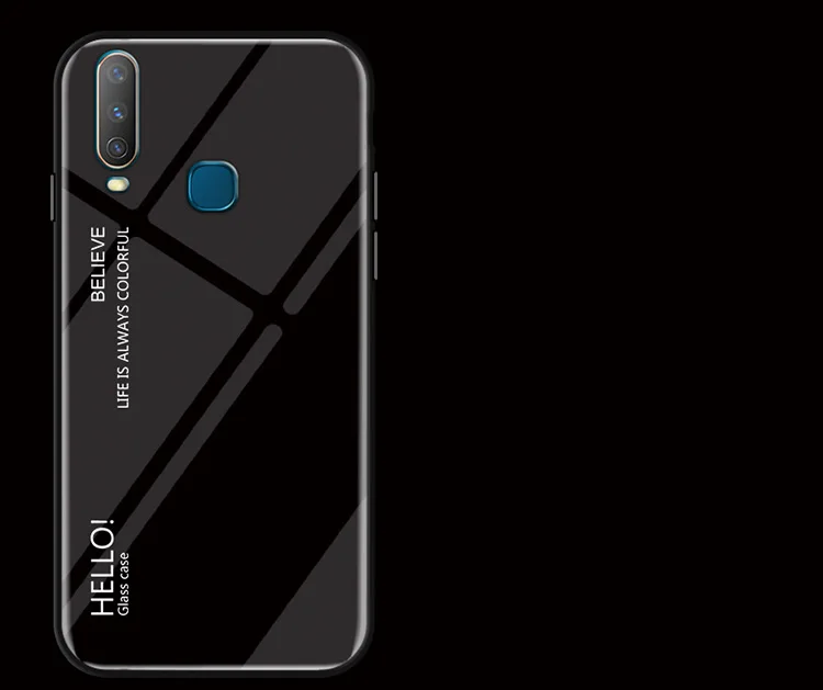 Чехол Vivo Y12, градиентный чехол из закаленного стекла для Vivo Y17 Y15 U10 U3x, градиентный цвет, глянцевая стеклянная защитная крышка, 6,35 дюйма