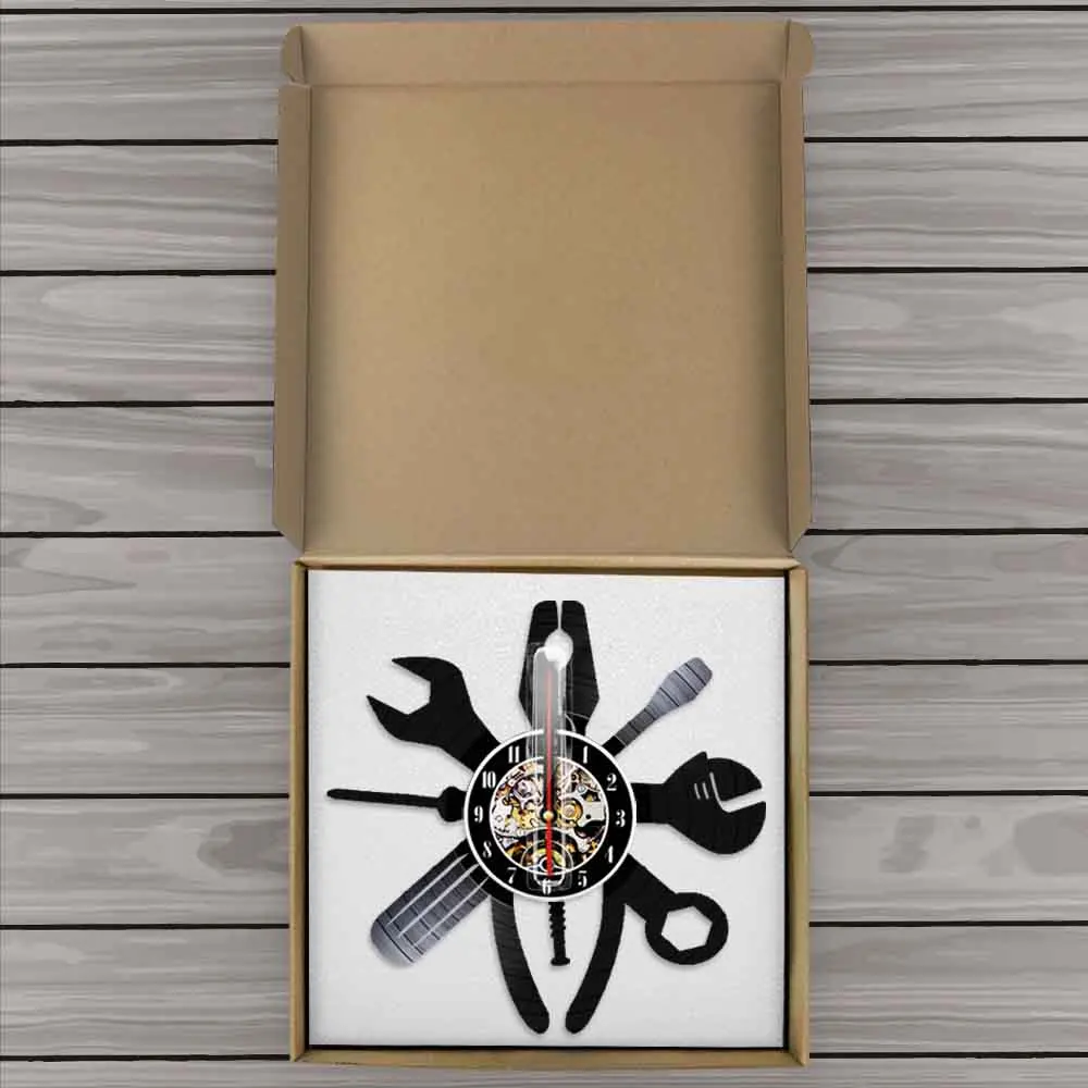 

Repairing Tools Wall Clock Modern Design Make Of Vinyl Record 12" Slient Quartz Decorative Clock Unique Wall Art Decor