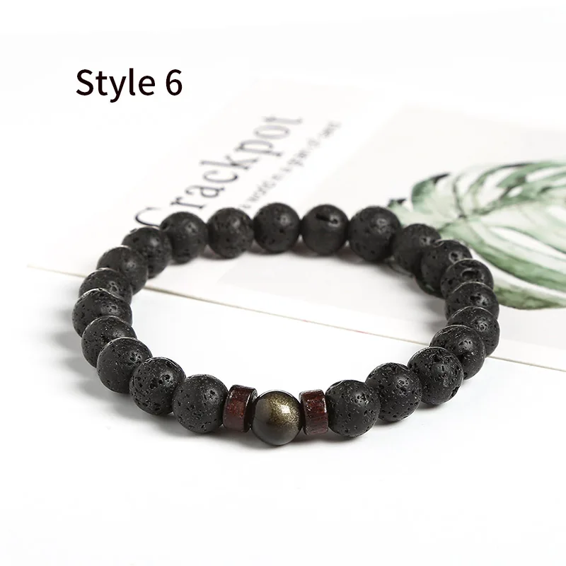 Style 6 JD мужской браслет, натуральный Императорский камень, бусина, тибетский Будда, браслет, чакра, лавовый камень, диффузный браслет, мужские ювелирные изделия, подарок - Окраска металла: Style 6