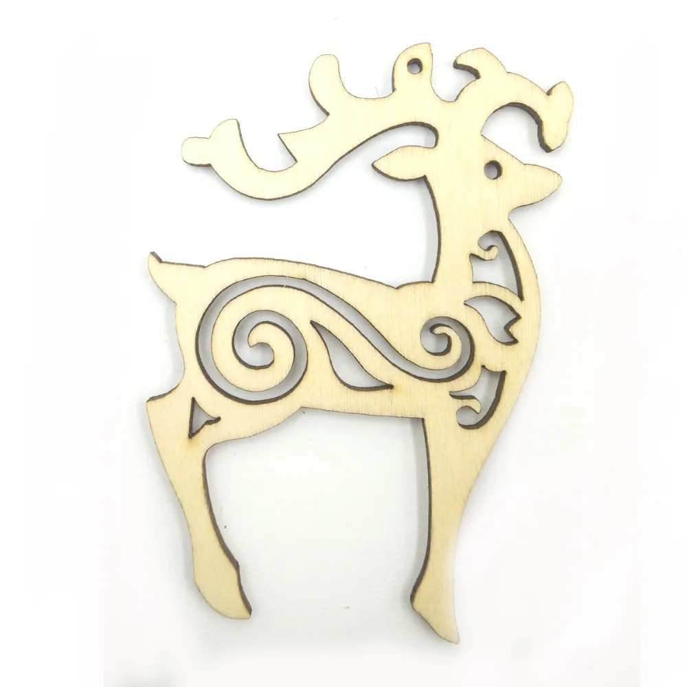 

10pcs Wooden DIY Model Hanging Deer Head Elk Wood Animal Wildlife Sculpture Figurines Crafts Home Party Christmas Tree Decor