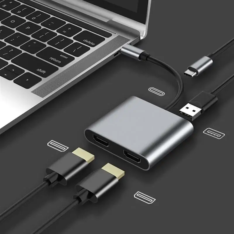 

4 in 1 Type C 4K USB C to Dual USB 3.0 PD Charge Port USB-C Converter Cable