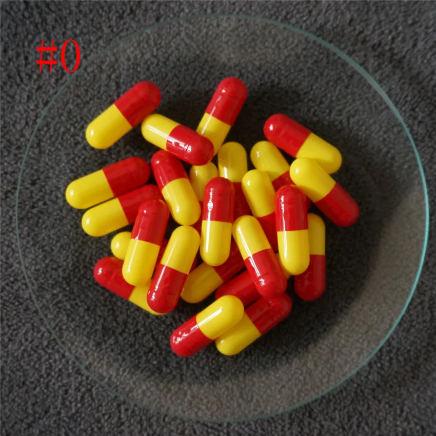 

0# 10000pcs Empty 0 Size Hard Gelatin Red and Yellow Capsules,Hollow Gelatin Capsules ,High Quality Joined or Separated Capsules