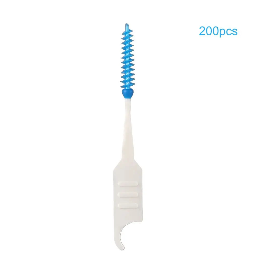 

200 Pcs/Box Soft Interdental Brush Silicone Disposable Dental Floss Brush Teeth Stick ToothPicks Oral Care Floss Cleaning Brush