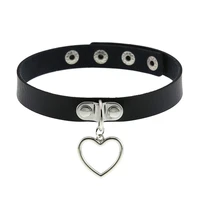 2021 fashion black leather heart choker neck goth collar for girls jewelry gothic cute chocker necklace accessories jewelry