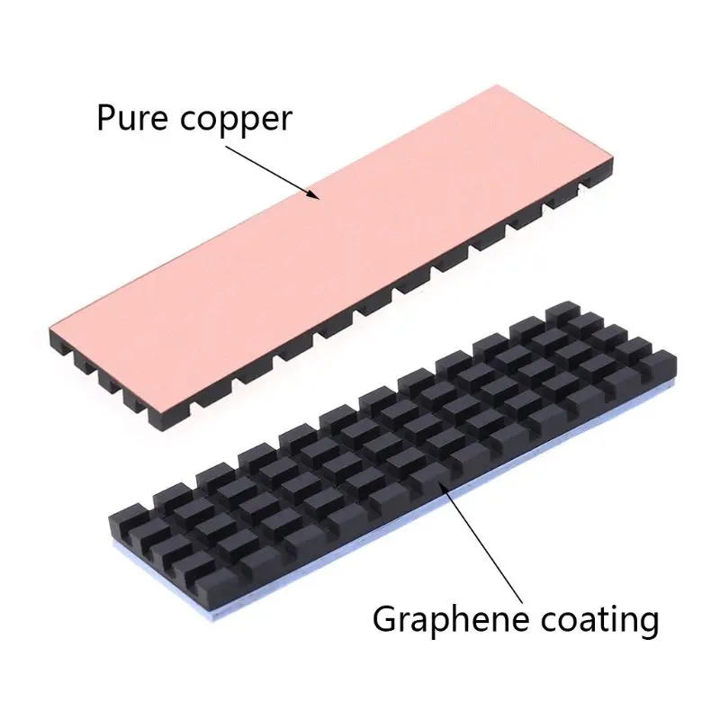 

Pure Copper Graphene Heatsink M.2 NGFF 2280 PCI-E NVME SSD Thermal Pad Cooler