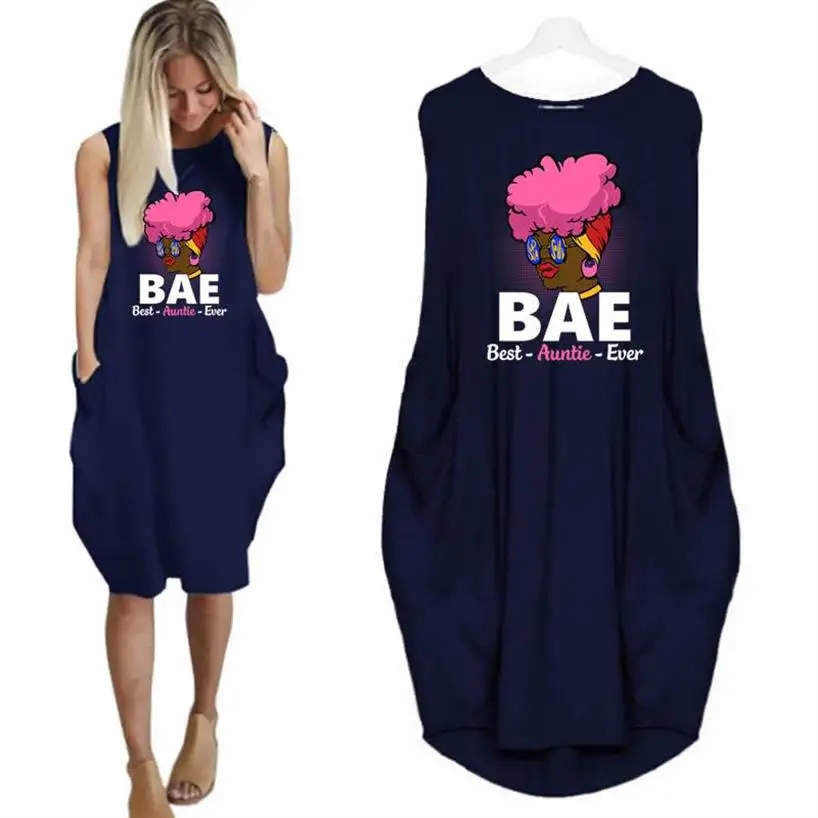 

Women Sleeveless Dress Bae Best Auntie Ever Letters Print Dresses Summer Women Beach Vestidos Oversized 5XL Dropshipping