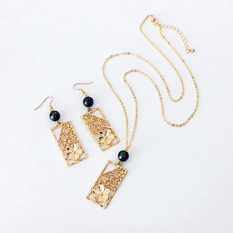 Комплект украшений из ожерелья сережек жемчуга полинезийского Гавайского Самоа