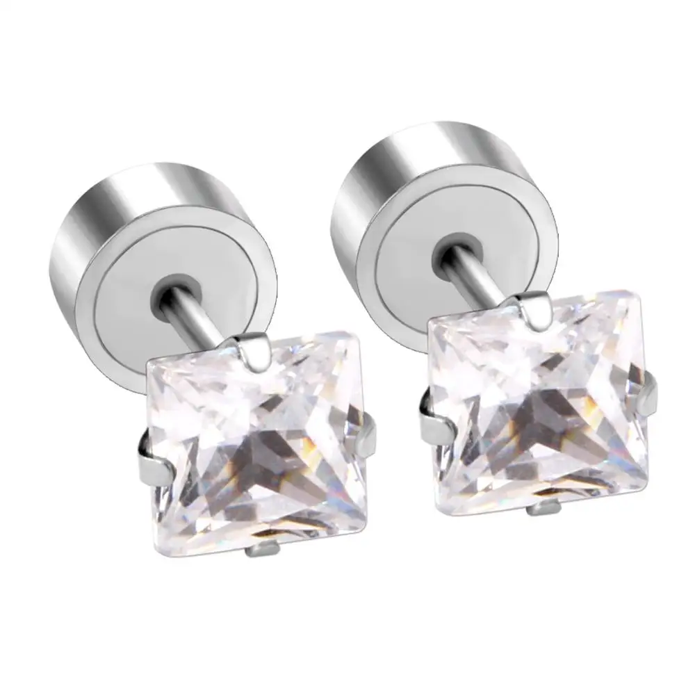 Серьги гвоздики LUXUSTEEL из титановой стали квадратные серьги с квадратным