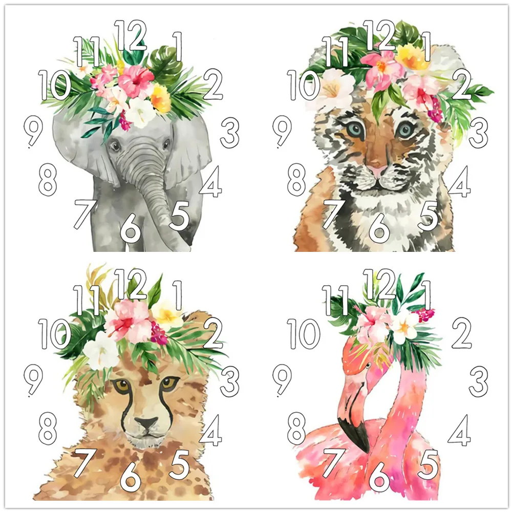 

Dpsprue Full Diamond Painting Cross Stitch With Clock Mechanism Mosaic 5D Diy Square Round Animals 3d Embroidery Gift HG015