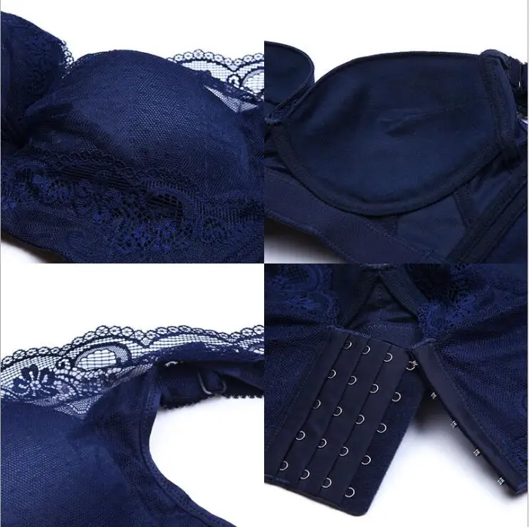 

Push-Ups Plus Size Bra Large Thin Lace Wire Free Brassiere Spandex Full Cup Bras For Big Chest Women C D E C102