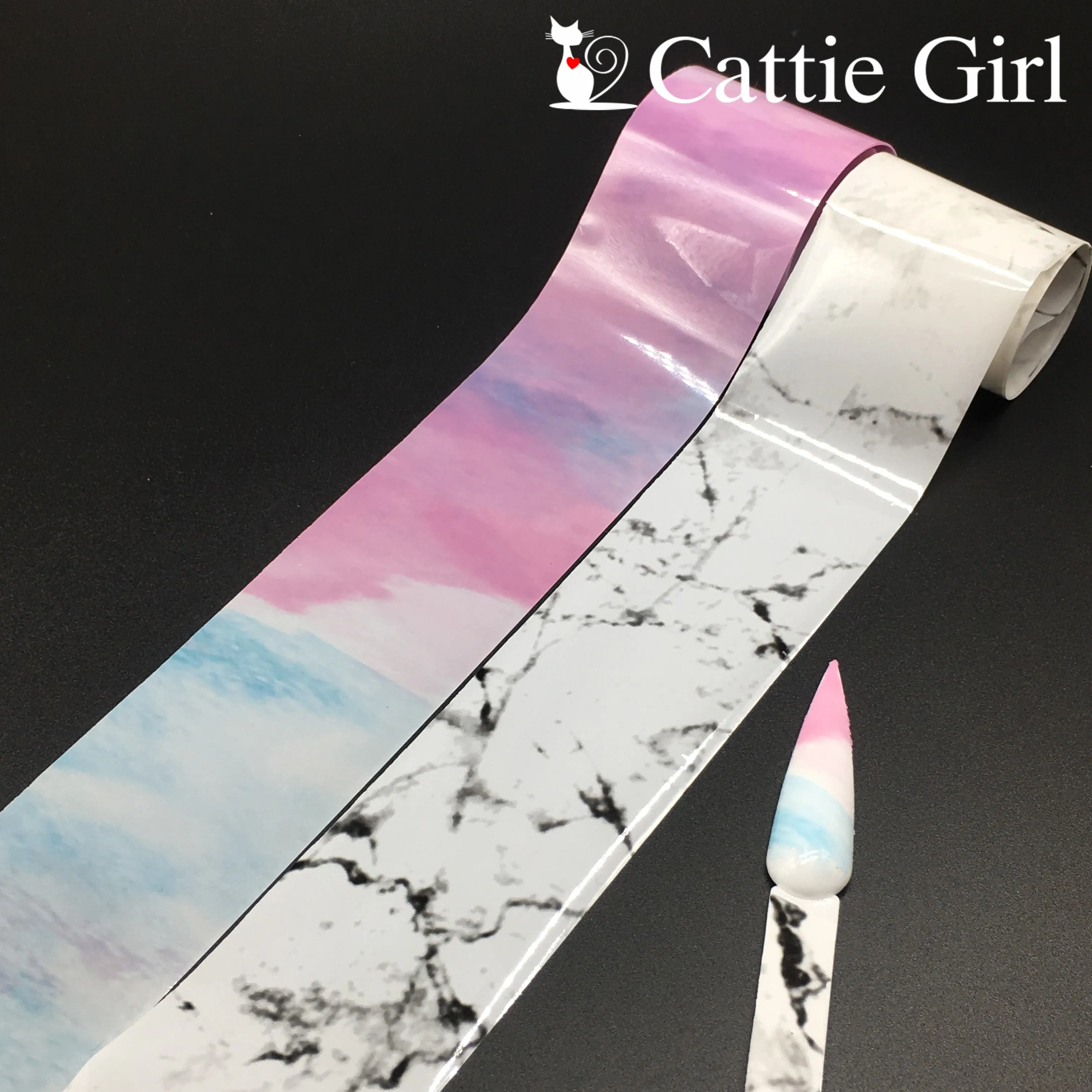 1Roll 100M Unicorn Nail Foils Stickers Black Marble Stone Manicure Set for Candy Nail Art Transfer Paper White Decal