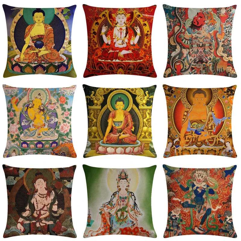 

Religion Pillowcase Bodhisattva Cushion Cover Sofa Bed Cushion Cover Home Decoration Decoration Pillow Case 45x45cm