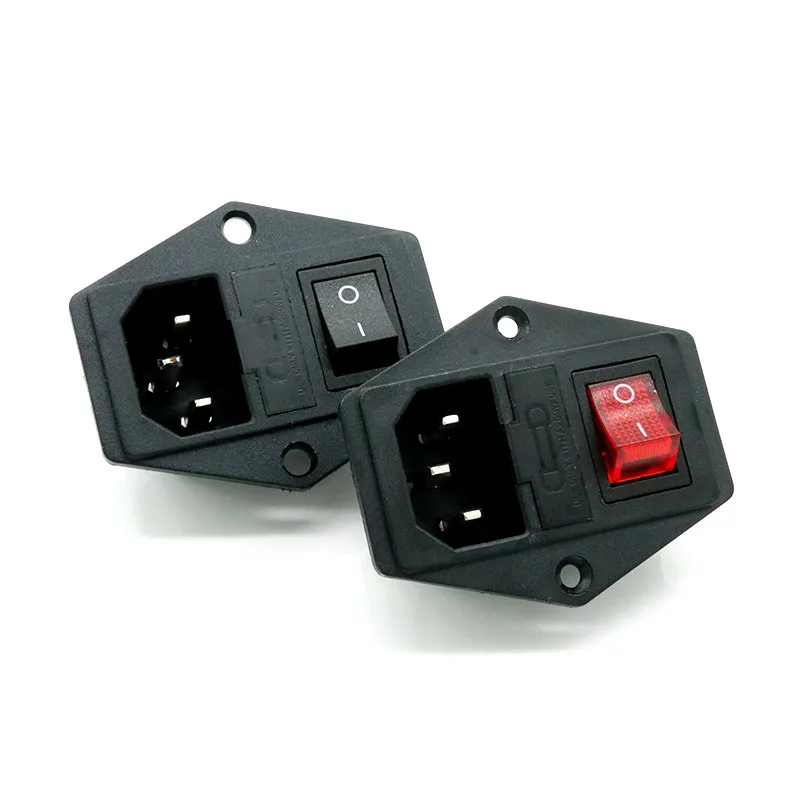 С предохранителем 10А! Красный зеленый черный кулисный выключатель с плавким C14